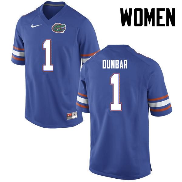 NCAA Florida Gators Quinton Dunbar Women's #1 Nike Blue Stitched Authentic College Football Jersey HSX4864ZM